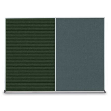 United Visual Products Triple Door Radius Corkboard, 72"X36", S UV8005-SATIN-RUBBER